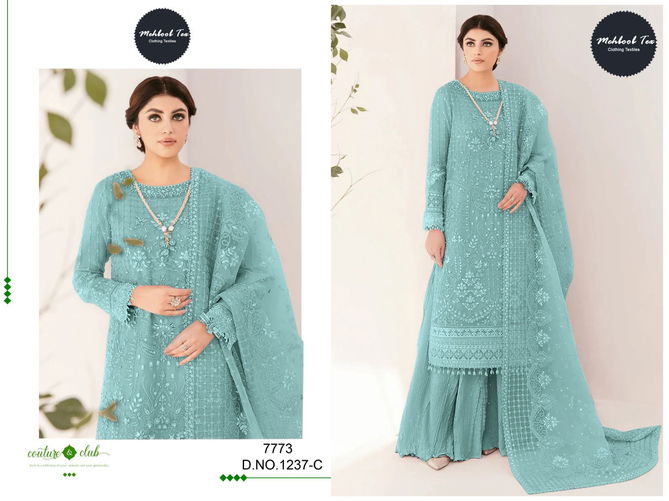 1237 A To D Mehboob Tex Organza Embroidery Pakistani Suits Wholesale Clothing Suppliers In India
